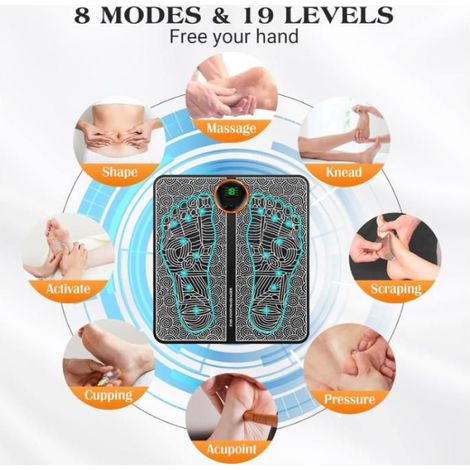 EMS Masseur de Pieds,Tapis Électrique Portatif de Massage,Masseur Électrique pour les Pieds avec 8 Modes &19 (1/5)