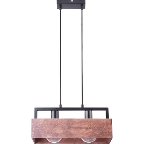 Suspension loft Dakota double bois foncé 2xE27 Sigma