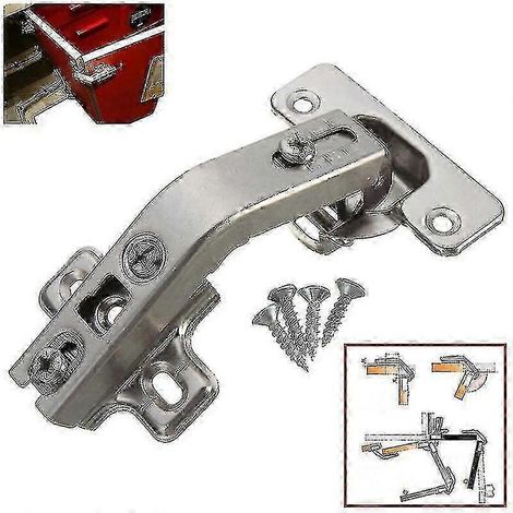 Charnières de porte d'armoire à angle plié de 135 degrés, cadre de façade, fermeture amortie, demi-recouvrement, cuisine Hfmqv (1/5)