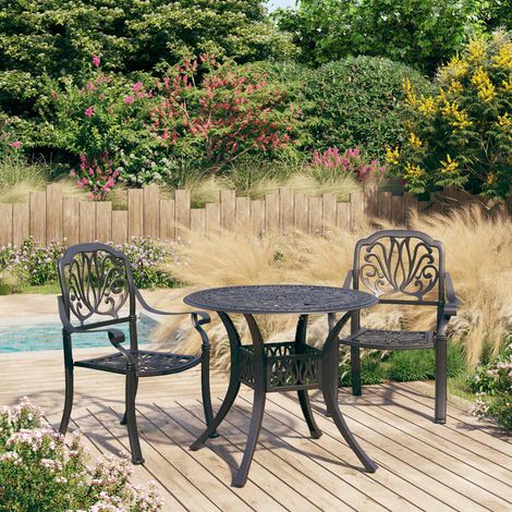 vidaXL Ensemble de bistro 3 pcs Aluminium coulé Noir (1/5)