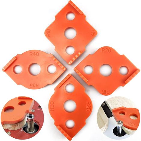 Gabarits de défonceuse à rayon 4pcs – Calibres d'angle R5 à R40 – Matériau ABS résistant à la corrosion – Pour travail du bois précis (1/5)