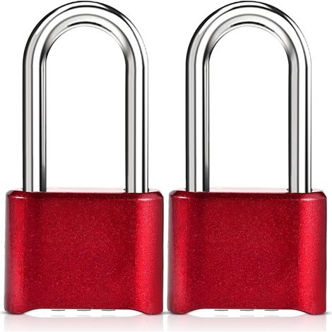 Cadenas à combinaison 4 chiffres robuste, cadenas à combinaison étanche pour porte extérieure, armoire, abri de jardin, salle de sport, boucle rouge