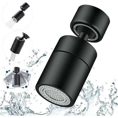 Aérateur De Robinet Pivotant 360 Degrés 2 Modes Réglable Avec Adaptateur 24mm 22mm Bronze Huilé Noir (1/5)