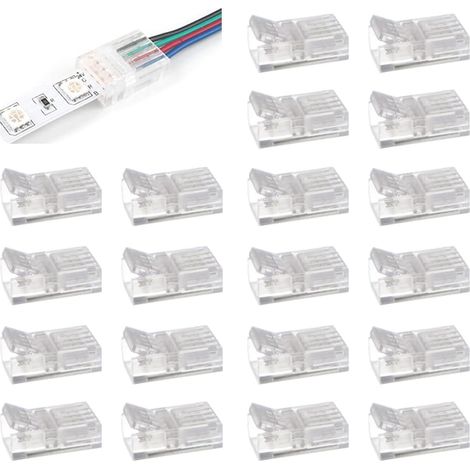 20 Pièces LED à 4 Broches 10mm Connecteur d'éclairage à Bande LED, Câble de Connexion et Bande, Connecteur Sans Soudure, Bande Flexible Adaptateur, pour LED COB Bande (1/5)
