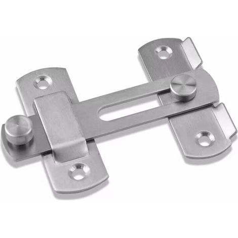 Cerradura para puerta corredera, pestillo, cerrojo con tornillos para puerta, ventana, armario y jardín, acabado en aleación de zinc cepillado (L) (1/5)
