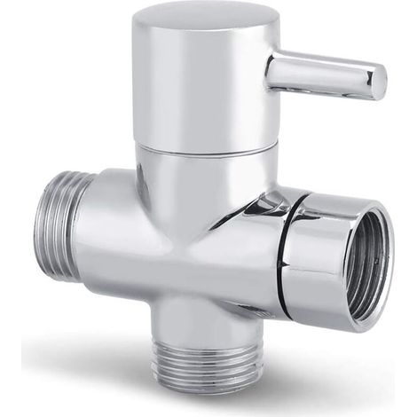 Vanne d'inverseur de bras de douche de 3 manières de G1 / 2 pouces, pièce de rechange universelle de système de douche de salle de bains pour la pomme de douche tenue dans la main (1/5)