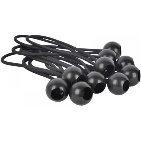 Attaches rapides pour bâches, 10 cordons noirs [200mm] pour ranger les fixations de tente en cordon à billes extensible (1/5)