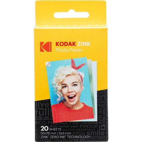 Papier photo ZINK autocollant, 5,1 x 7,5 cm (2 x 3 po, 20 feuilles) Compatible avec Printomatic+, Slim, Smile+, Step Touch (1/5)