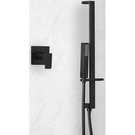 Milano Preto 1 Outlet Manual Mixer Shower Valve with Hand Shower Handset Slide Rail Bar Kit