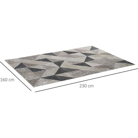 Tappeto moderno in velluto per soggiorno, 230x160 cm, con motivo geometrico, ideale per camera da letto e ufficio, colore grigio.