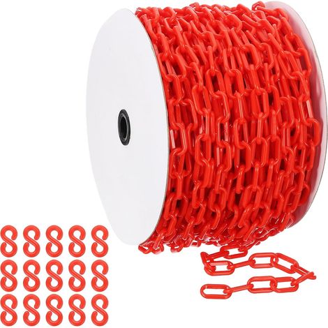 Chaîne plastique rouge 164 pieds Chaîne barrière sécurité plastique (1/5)