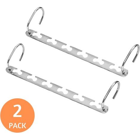 2 pièces - Cintres gain de place - Organisateurs de garde-robe - Cintres en acier inoxydable et métal - Support pour plusieurs vêtements - Argent (1/5)