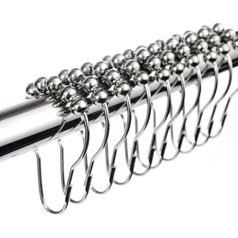 Set mit 48 Duschvorhangringen aus Edelstahl mit Gleitsystem, 70x40mm (1/5)