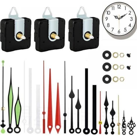 3 Pièces Mécanisme d'Horloge Mécanisme de Mouvement d'Horloge Mecanisme Horloge Pile Silencieux Horloge Murale Systeme Horloge Aiguilles Mecanisme Pendule