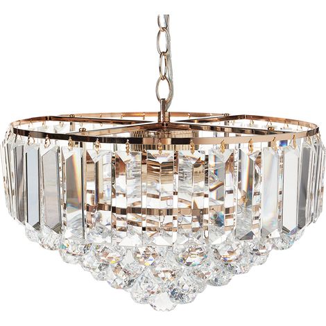 Lámpara de araña colgante glamurosa fabricada en vidrio y metal en color dorado ⌀ 49 cm Acheiro