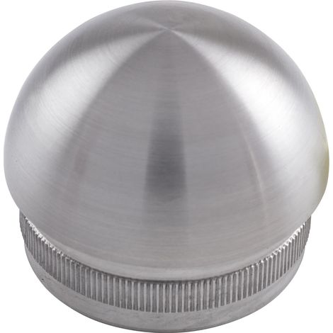 ECONOMY Rändelkappe halbrund hohl, Rohr ø 42,4 x 2 mm,Edelstahl geschliffen V2A