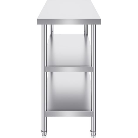 Mophorn 18 x 48 x 34 Zoll Edelstahl-Lebensmittelzubereitungstisch, gewerblicher Küchenarbeitstisch, mit 2 verstellbaren Unterregalen, robuster Metall-Arbeitstisch für Grill, Küche, Zuhause, Garage (1/5)