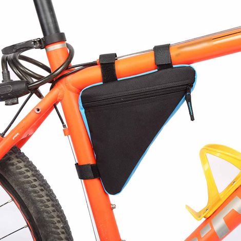 Selle avant à dégagement rapide, accessoires de vélo, sacoche triangulaire pour tube supérieur (noir et bleu) (1/5)