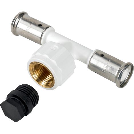 Té Femelle PVDF blanc multicouche à sertir TH ou BE Ø20x2.0-1/2-20x2.0