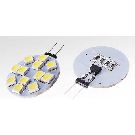 G4 LED 2W, CA/CC 12-24V, 6000K, equivalente a bombillas halógenas de 20W, bombillas LED circulares G4 para iluminación de armarios, iluminación incorporada (1/5)
