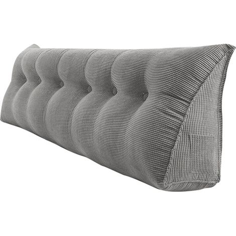 ® Coussin de lecture compensé coussin de chevet coussin de chevet oreiller de couchage latéral 180x50x20cm gris (1/5)