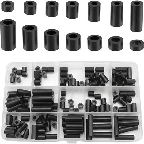 90 Pièces Entretoise Plastique M6 M8, Entretoises Isolantes Avec Boîte de Rangement,non Filetées,pour Vis Circuits Imprimés(Noir) (1/5)