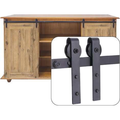 183cm/6FT Quincaillerie Kit de Rail Porte Coulissante, avec Guide de Plancher de Porte de Porte de Grange et Poignées de Porte pour Porte Coulissante Simple