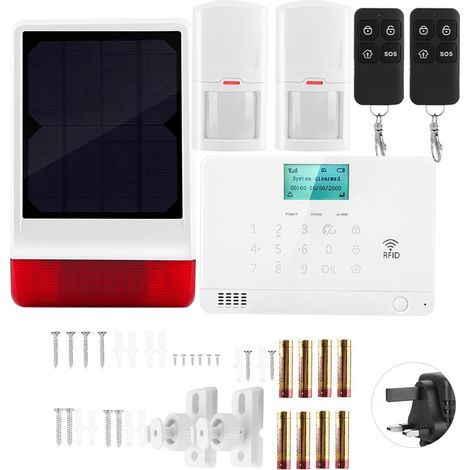 Alarme maison antivol acousto-optique 2 infrarouges 03D kit 2 télécommandes sirène 110-240V prise UK (1/5)