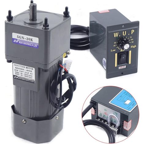 Moteur de transmission - Moteur électrique - 90W - 220V CA - Moteur asynchrone - Moteur monophasé + régulateur de vitesse 1: 20(20K) (1/5)