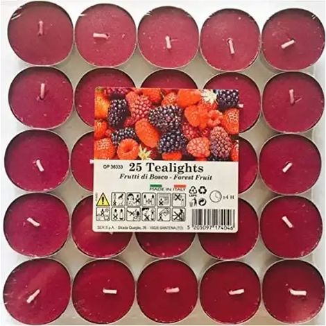 Set 25 Lumini Profumatori Tealight Fragranza Frutti di Bosco Candele