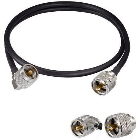 1 Câble Cavalier PL-259, Connecteur UHF Mâle Droit et Angulaire, RG58 60CM, Pour Radio CB Et Talkie-walkie (1/4)