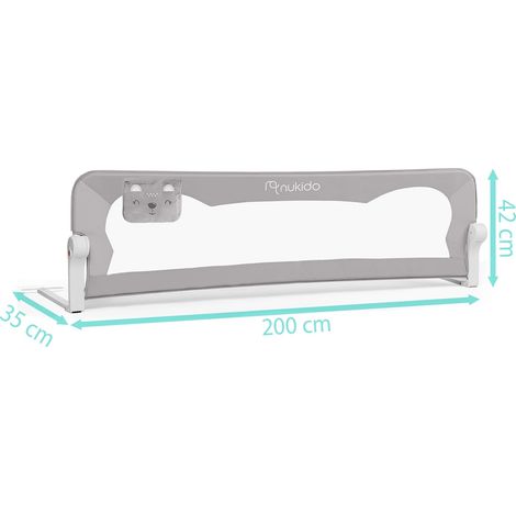 Barrière de lit 200 cm – Cadre en acier léger – Système de verrouillage de sécurité – Maille respirante pour surveillance enfant (1/4)