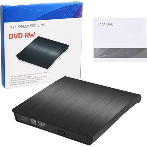 Externes USB 3.0 DVD-Laufwerk – Schlanker CD/DVD-RW-Brenner für Laptops und Desktop-Computer – 24x CDs, 8x DVDs – 1 Stück (1/5)