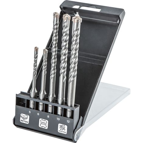 SDS Plus Betonbohrer-Set, quatro, 5-teilig – 5, 6 x 110 mm + 8, 10, 12 x 160 mm