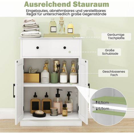 Bathroom Cabinet with Drawer, Adjustable Shelf, 56x30x80 cm, White (1/5)