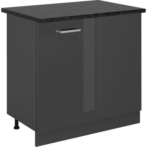 Mobile ad angolo cucina R-Line, Antracite lucido, 86 cm , PL Antracite, Vicco