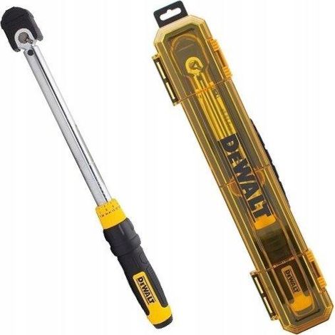 DeWalt DWMT75463 clé dynamométrique, 3/8" de drive, 27-135 Nm, utilisation principale dans les applications de serrage de précision, inclus bumper de tête de protection et gâchette de verrouillage. (1/3)