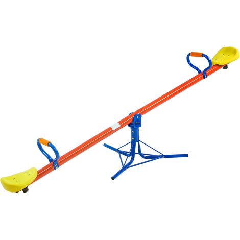 Spielwerk® 360° Rotating Childrens Seesaw with Damper and Padded Handles 200 x 67 x 70 cm Up to 70kg Capacity Shock Absorber Bumper Rocking Swing Roundabout Garden Kids (1/5)