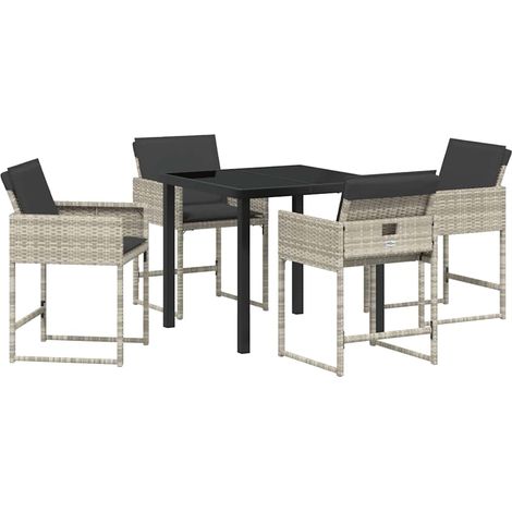 Ensemble de salle à manger pour jardin 5 pcs，Salon de jardin Gris clair CFW51113 (1/5)