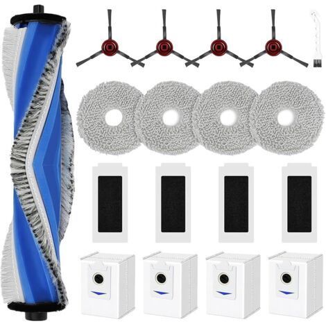 FENOPLASTICA18 pièces Accessoires de Rechange pour Ecovacs Deebot T30S / T30S Pro, Pièces avec 1 Brosse Principale, 4 Sacs à Poussière, 4 Serpillières, 4 Filtres HEPA, 4 Brosses Latérales, 1 Brosse de (1/5)