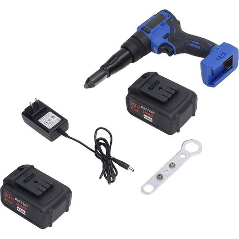 Pince à riveter électrique sans fil, pistolet automatique à rivets avec batterie 4000mAh, éclairage LED intégré, tension 100-240VAC, prise US, outil manuel portatif. (1/5)