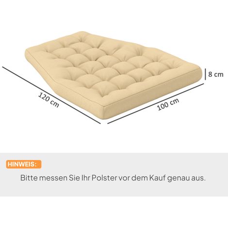 Coussin d'assise, 120 x 100 cm, coussin de chaise avec dossier, 8 cm d'épaisseur, déperlant, pour fauteuils à bascule et paniers suspendus, beige (1/5)