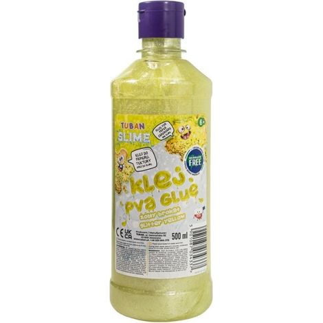Colla vinilica gialla glitterata, tubetto da 500 ml