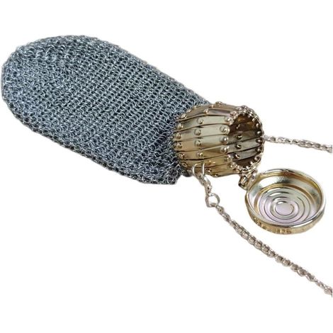Boîte à monnaie antique britannique vintage double maille en métal pour homme et femme - Ornement rétro à collectionner - Doré, argent, cuivre - Petit porte-monnaie - 10 x 7,8 cm (1/5)
