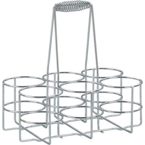 1 ensemble, panier à bouteilles en métal chromé 22,5 x 15 x 28 cm, diamètre intérieur de l'anneau 6,8 x hauteur 10 cm, peut contenir 6 bouteilles de bière (1/5)