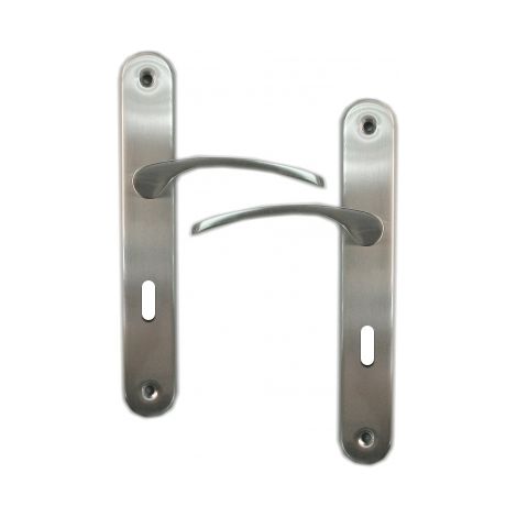 Ouvre&Déco – 2 poignées de porte EVA entrée de clé, laiton nickel mat entraxe 195 mm