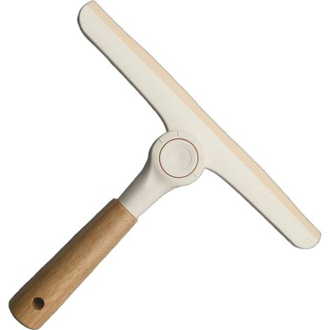 Raclette De Douche en Silicone Rotative, Outil Professionnel pour Vitres, Poignée en Bambou, Pagaie Absorbante en Silicone pour Fenêtres, Légère Et Portable (Beige) (1/5)