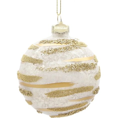 Sfera Vetro Bizzotto Streaks Bianca Ø 8 cm