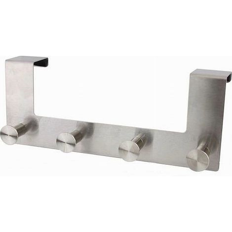 Cleafe - Appendiabiti Da Porta Con 4 Ganci 27x11.5cm Silver Per Asciugamani Vestiti 87785 - (1/5)