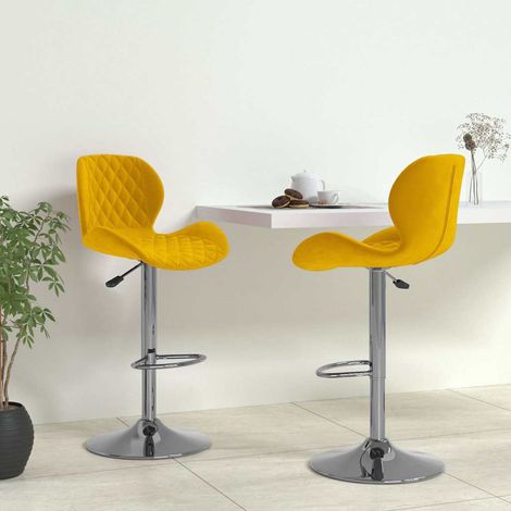 vidaXL Tabourets de bar lot de 2 jaune moutarde velours (1/5)